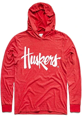 Charlie Hustle Nebraska Cornhuskers Mens Red Light Weight Script Fashion Hood