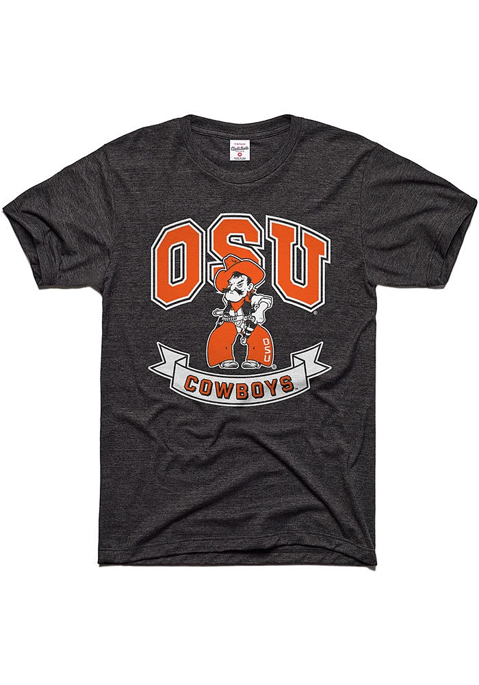Charlie Hustle Oklahoma State Cowboys Charcoal Banners Short Sleeve Fashion T Shirt