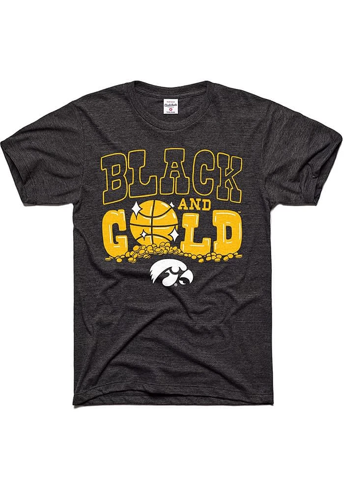 Charlie Hustle Iowa Hawkeyes Black Tourney and Gold Short Sleeve Fashion T Shirt
