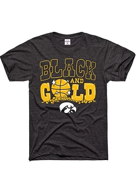 Charlie Hustle Iowa Hawkeyes Black Tourney and Gold Short Sleeve Fashion T Shirt