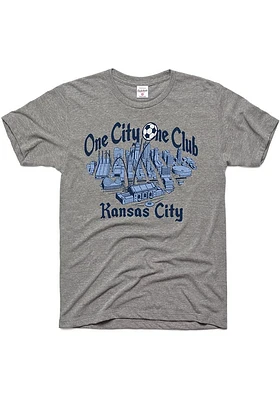 Charlie Hustle Sporting Kansas CITY Grey ONE CLUB Short Sleeve Fashion T Shirt