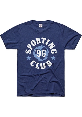 Charlie Hustle SPORTING Kansas City Navy Blue CLUB Short Sleeve Fashion T Shirt