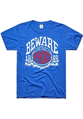 Charlie Hustle Kansas Jayhawks Blue Tourney Beware Of The Phog Short Sleeve Fashion T Shirt