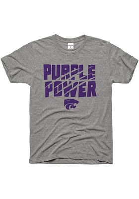 Charlie Hustle K-State Wildcats Grey Tourney Purple Power Short Sleeve Fashion T Shirt