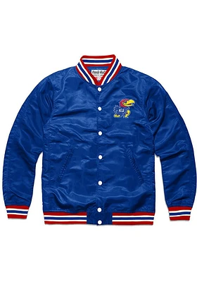 Charlie Hustle Kansas Jayhawks Mens Blue Script Varsity Jacket Light Weight