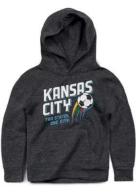 Charlie Hustle Sporting Kansas City Youth Black Two States One Long Sleeve Hoodie
