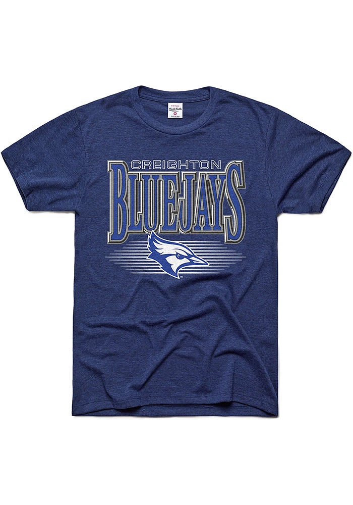 Charlie Hustle Creighton Bluejays Navy Blue Metal Mascot Short Sleeve Fashion T Shirt