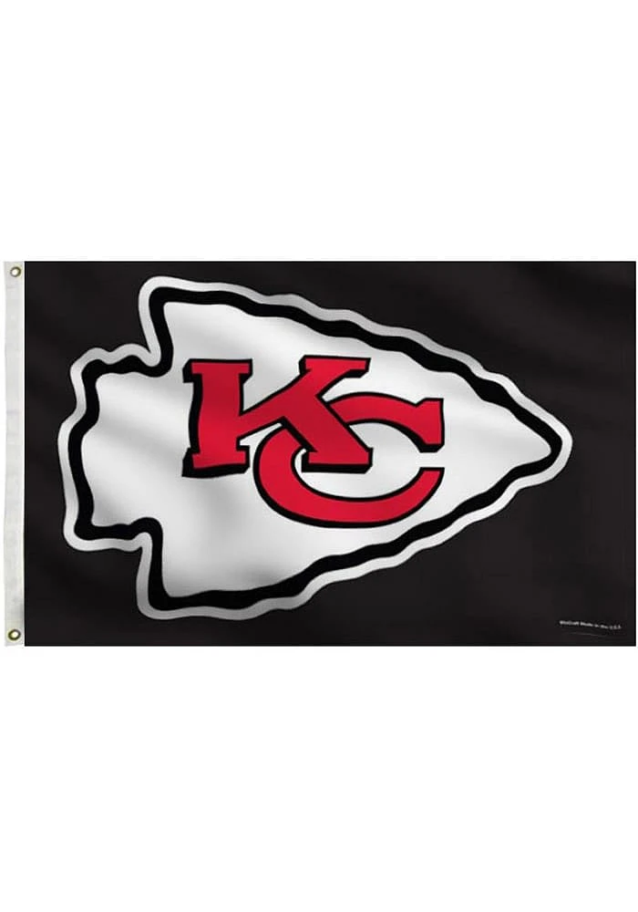 Kansas City Chiefs 3x5 Black Grommet Silk Screen Grommet Flag - Black