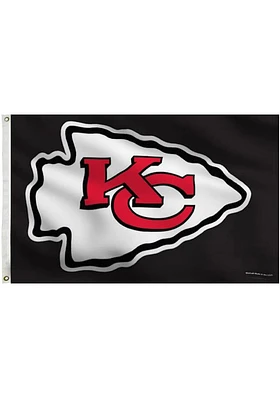 Kansas City Chiefs 3x5 Black Grommet Silk Screen Grommet Flag - Black