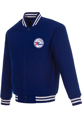 Mens Philadelphia 76ers Reversible Wool Heavyweight Jacket - Blue