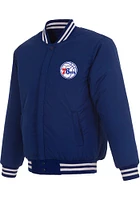 Mens Philadelphia 76ers Reversible Wool Heavyweight Jacket - Blue
