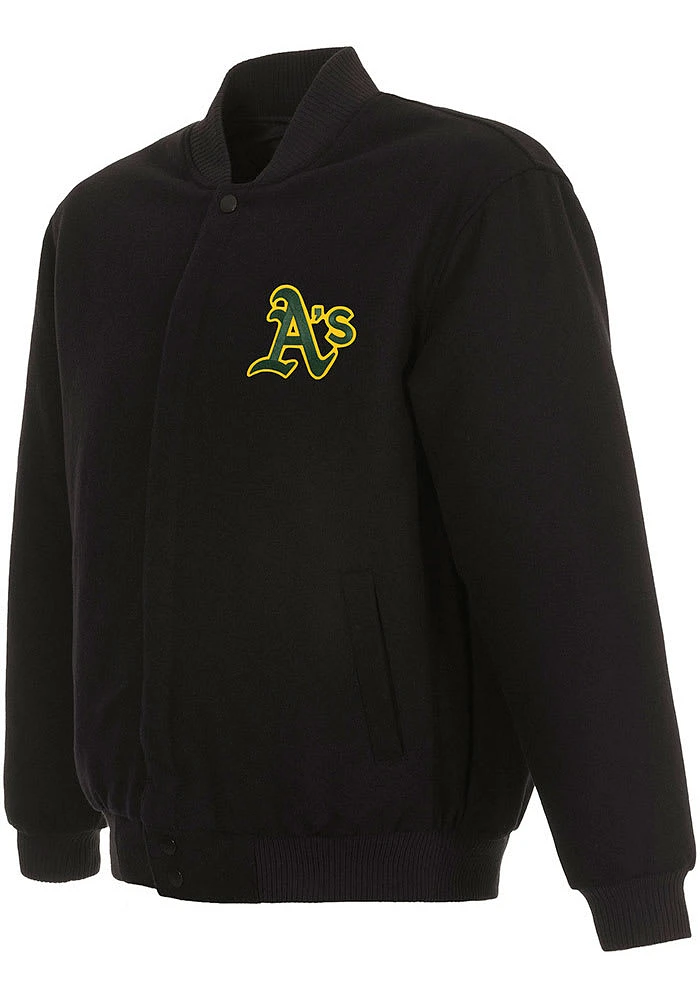 Mens Oakland Athletics Reversible Wool Heavyweight Jacket - Black