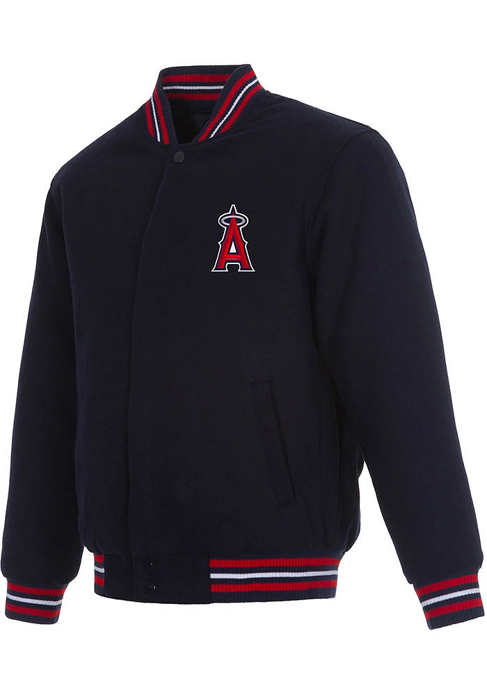 Mens Los Angeles Angels Reversible Wool Heavyweight Jacket - Navy Blue