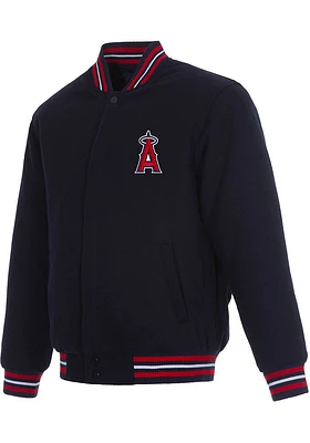 Mens Los Angeles Angels Reversible Wool Heavyweight Jacket - Navy Blue