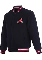 Mens Atlanta Braves Reversible Wool Heavyweight Jacket - Navy Blue