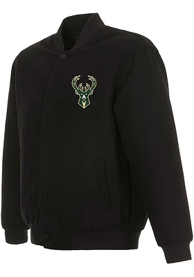 Mens Milwaukee Bucks Reversible Wool Heavyweight Jacket - Black