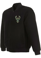 Mens Milwaukee Bucks Reversible Wool Heavyweight Jacket - Black
