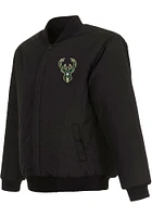 Mens Milwaukee Bucks Reversible Wool Heavyweight Jacket - Black