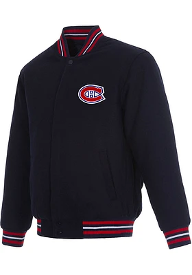 Mens Montreal Canadiens Reversible Wool Heavyweight Jacket - Navy Blue