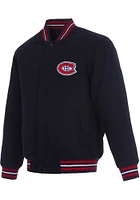 Mens Montreal Canadiens Reversible Wool Heavyweight Jacket - Navy Blue