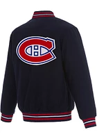 Mens Montreal Canadiens Reversible Wool Heavyweight Jacket - Navy Blue