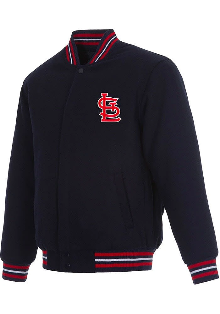 Mens St Louis Cardinals Reversible Wool Heavyweight Jacket - Navy Blue
