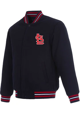 Mens St Louis Cardinals Reversible Wool Heavyweight Jacket - Navy Blue