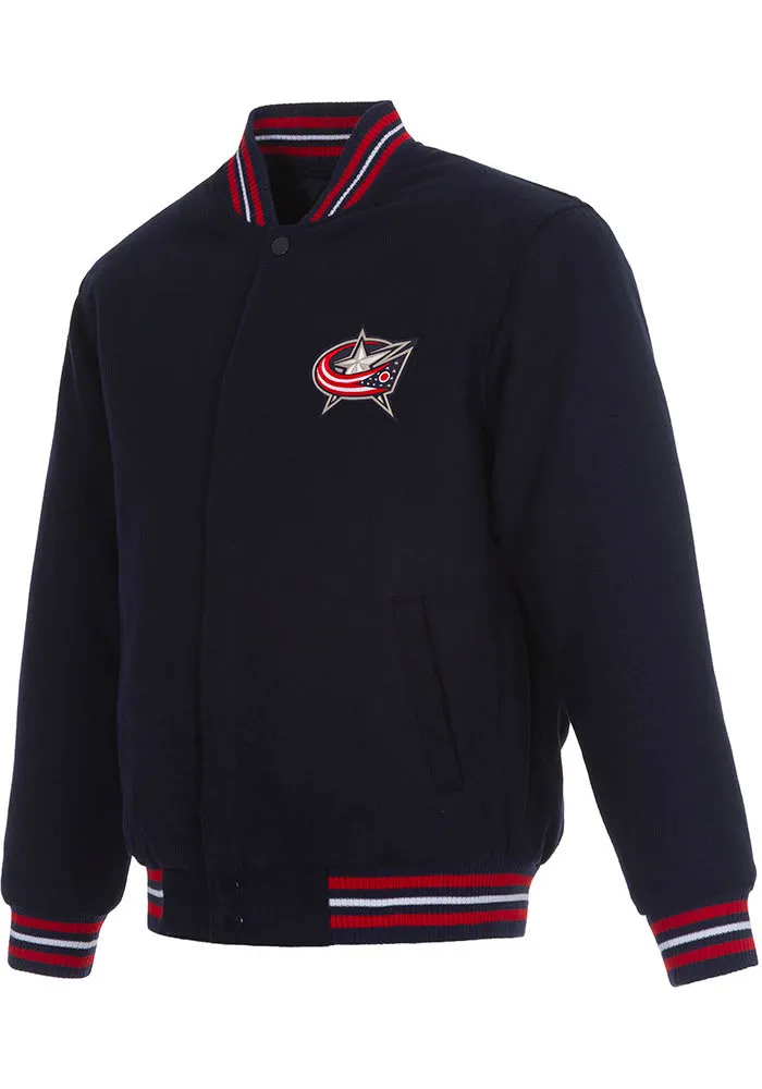 Columbus Blue Jackets Mens Navy Reversible Wool Heavyweight Jacket