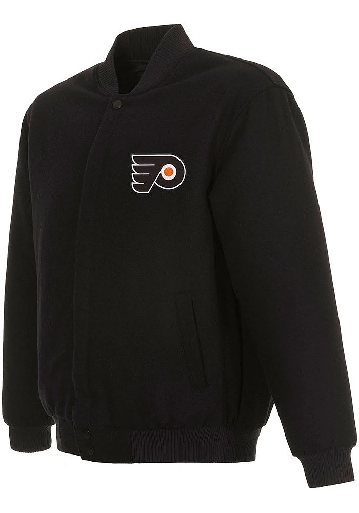 Mens Philadelphia Flyers Reversible Wool Heavyweight Jacket - Black