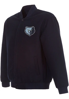 Mens Memphis Grizzlies Reversible Wool Heavyweight Jacket - Navy Blue
