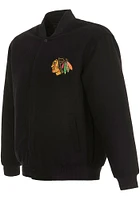 Mens Chicago Blackhawks Reversible Wool Heavyweight Jacket - Black