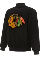 Mens Chicago Blackhawks Reversible Wool Heavyweight Jacket - Black