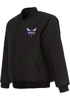 Mens Charlotte Hornets Reversible Wool Heavyweight Jacket - Black