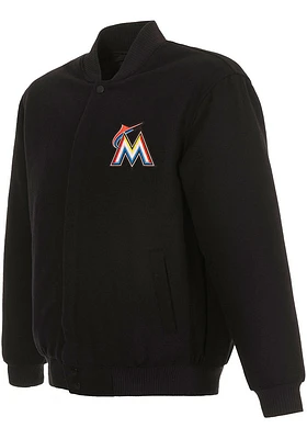 Mens Miami Marlins Reversible Wool Heavyweight Jacket - Black