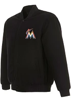 Mens Miami Marlins Reversible Wool Heavyweight Jacket - Black