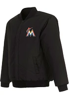 Mens Miami Marlins Reversible Wool Heavyweight Jacket - Black