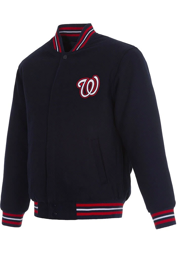 Mens Washington Nationals Reversible Wool Heavyweight Jacket - Navy Blue
