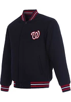 Mens Washington Nationals Reversible Wool Heavyweight Jacket - Navy Blue
