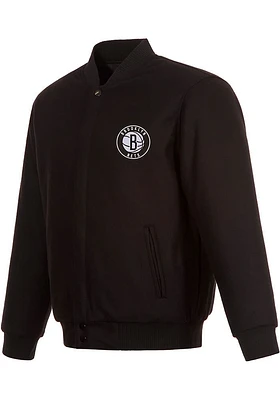 Mens Brooklyn Nets Reversible Wool Heavyweight Jacket - Black