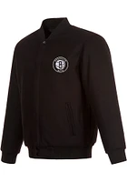Mens Brooklyn Nets Reversible Wool Heavyweight Jacket - Black