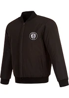 Mens Brooklyn Nets Reversible Wool Heavyweight Jacket - Black