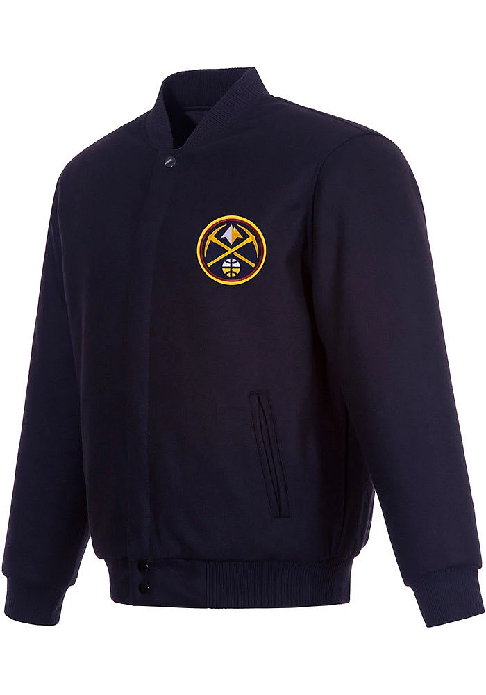 Mens Denver Nuggets Reversible Wool Heavyweight Jacket - Navy Blue