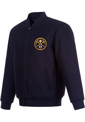 Mens Denver Nuggets Reversible Wool Heavyweight Jacket - Navy Blue