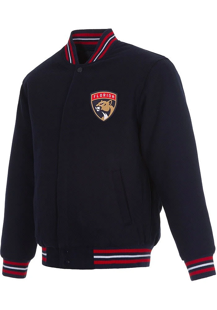 Mens Florida Panthers Reversible Wool Heavyweight Jacket - Navy Blue