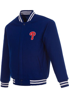 Mens Philadelphia Phillies Reversible Wool Heavyweight Jacket - Blue