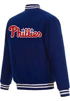 Mens Philadelphia Phillies Reversible Wool Heavyweight Jacket - Blue