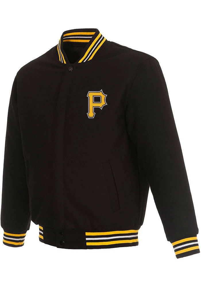 Mens Pittsburgh Pirates Reversible Wool Heavyweight Jacket - Black