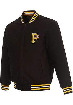 Mens Pittsburgh Pirates Reversible Wool Heavyweight Jacket - Black