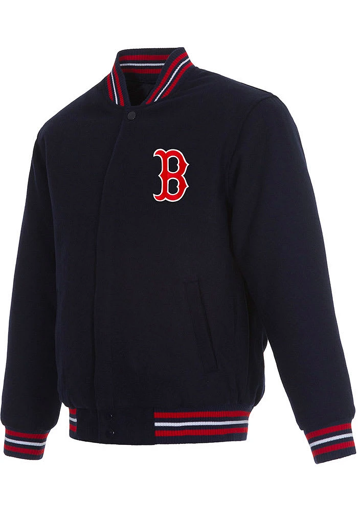 Mens Boston Red Sox Reversible Wool Heavyweight Jacket - Navy Blue
