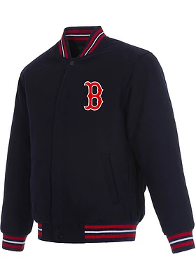 Mens Boston Red Sox Reversible Wool Heavyweight Jacket - Navy Blue